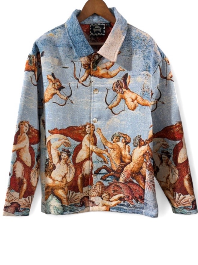 Renaissance Tapestry Print Button-Up Jacket Size Men’s Medium (Nwt)